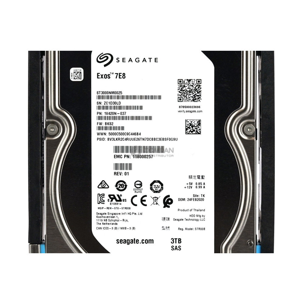 005052657 EMC HDD 3TB 7.2K SAS 6G 3.5" LFF